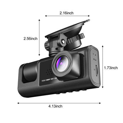 Car Dual Lens Dash Cam Front/Rear/Inside Video Recorder Camera G-Sensor