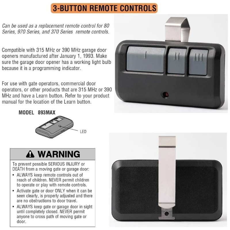 Twin-Pack LiftMaster 953EV-P2 Door Opener Remotes