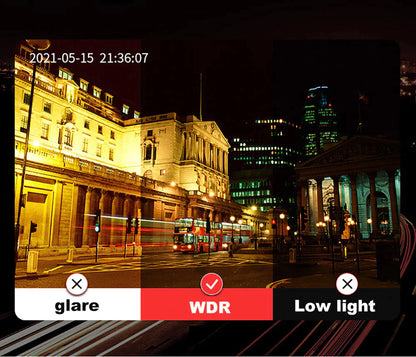 Car Dual Lens Dash Cam Front/Rear/Inside Video Recorder Camera G-Sensor